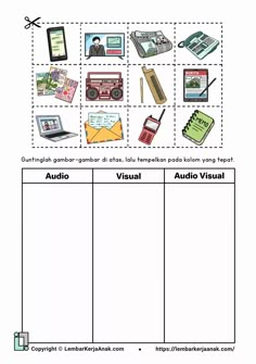 an activity sheet for students to learn how to use the visual tool in their classroom