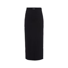 Pencil cut Unlined Side zipper closure Knit logo label Modern Black Pencil Skirt For Evening, Elegant Miu Miu Skirt, Chic Fitted Miu Miu Bottoms, Elegant Fitted Miu Miu Skirt, Miu Miu Fitted Skirt For Workwear, Miu Miu Fitted Skirt For Work, Chic Fitted Miu Miu Skirt, Prada 2005, Calf Length Skirts