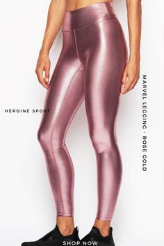 Description: Full length legging. Fitted. Supportive high rise waistband, for a comfortable fit that smooths and flatters. Approx. 3 waistband. Moisture wicking. 4-way stretch. Breathability. Reinforced gusset. Flatlock seams, to prevent chafing and add durability. Smooth performance fabric. Dynamic seam design, for a flattering look. Made in the USA. Why We Love: Love the sleek metallic finish! Fabric: 80% Nylon, 20% Spandex. #YogaPants #ShinyLeggings #Leggings #WomensClothing Barre Leggings, Sparkle Leggings, Mermaid Leggings, Gold Leggings, Ski Girl, Metallic Leggings, Shiny Leggings, Colorful Shoes, Gym Style