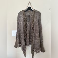 Luxurious Wool Blend Shawl, Perfect For Fall! Comfy Soft Material Lace Trim Detail Knit Wrists On Sleeves One Size Would Fit All, Though Listed As Xl As Oversized Shrug Sweater, Fashion Wishlist, Trim Detail, Wool Blend, Lace Trim, Shawl, Trim, Sweaters For Women, Wool