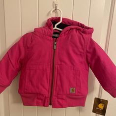 Brand New. Pink Carhartt. Baby Carhartt, Pink Carhartt, Kids Carhartt, Carhartt Detroit Jacket, Toddler Coat, Carhartt Jackets, Lined Denim Jacket, Work Coat, Denim Quilt