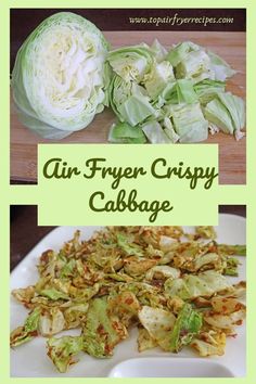 Air Fryer Crispy Cabbage Air Fry Cabbage Recipe, Cabbage Chips Air Fryer, Cabbage In The Air Fryer, Cabbage Air Fryer Recipe, Air Fryer Cabbage Recipes, Air Fry Cabbage, Air Fried Cabbage, Air Fryer Cabbage, Crispy Cabbage