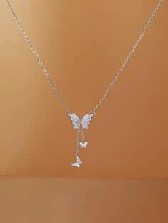 Silver Fashionable Collar  Stainless Steel   Embellished   Women Fashion Jewelry Jewelry Butterfly Necklace, Cute Shein Necklaces, White Butterfly Necklace, Buterfluffy Jewelry, Shein Jewelry Silver, Silver Jewelry Butterfly, Cute Butterfly Necklace, Shein Jewelry Necklace, Aesthetic Pendant Necklace