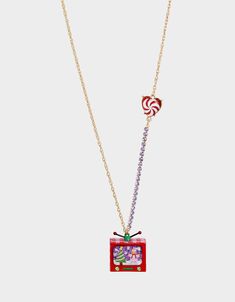 JINGLE BELL BLING XMAS TV ADJSTABLE PENDANT MULTI Satchel Backpack, Charms Necklace, Rhinestone Chain, Jewelry Accessories Ideas, Unique Wedding Gifts, Long Chain Necklace, Accessories Ideas, Christmas Charms, Jingle Bell