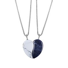 PRICES MAY VARY. Female's: 1.18*0.68"(30*17.5mm) Howlite pendant; 18"(45cm) Stainless Steel chain Male's: 1.18*0.62"(30*16mm) Sodalite pendant; 20"(50cm) Stainless Steel chain Yin Yang Couple Necklaces: Howlite white stone represents the "Yin" like the lows of life and Sodalite dark blue stone represent "Yang" like highs of life, this his and hers yin yang necklaces reminds you to stay balanced and have a better control of reality Special Design: 2 stone pendants can be jointed to a love heart, Matching Chains For Couples, Matching Couple Necklaces, Yin Yang Couple, His And Hers Necklaces, Couples Necklaces, Matching Necklaces For Couples, Yin Yang Balance, Yin Yang Necklace, Black And White Couples