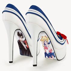 If you're a Sailor Moon fan, then you know all about these five couples.  These shoes feature either Sailor Moon with Tuxedo Mask, or the Sailor Senshi can walk side by side with one of the Shitennou, as they were always meant to.  You have your choice of those famous pairings. The way my shop works is unique:  You send me the shoes to paint*. That ensures that you get the size that's needed in a style that's loved. Right after your purchase, I'll provide the address for where to send the shoes. I'll let you know when they arrive, send a pic when they're done and ship them back.  You can be both sophisticated and fun! Want to take a walk the Senshi and their loves? Ask me about your custom hand painted shoes. Listing is for the painting only.  Shoes are not included. To see the Serenity an High Heels For Cosplay, Platform Heels With Round Toe For Cosplay, Platform Heels For Cosplay With Closed Toe, Closed Toe Platform Heels For Cosplay, Platform Closed Toe Heels For Cosplay, Cosplay Platform Heels With Pointed Toe, Moon Heels, Powerpuff Girls Characters, Custom Heels