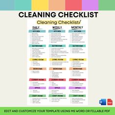 a cleaning checklist with the words'cleaning checklist'in front of it