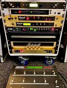 an array of musical instruments sitting on top of each other