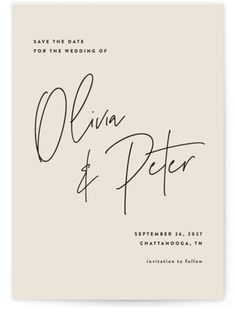 the save the date card is shown in black ink and features an elegant calligraphy