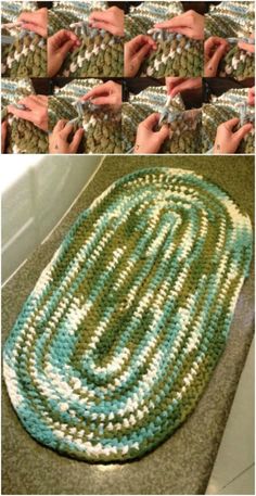 the steps to crochet a rug are shown