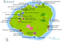 a map of kauai with all the attractions