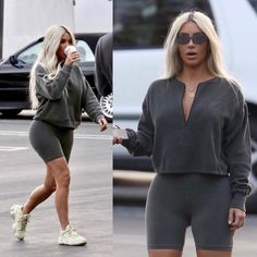 Kim Kardashian Casual, Cute Biker Shorts, Kim Kardashian Blonde, Biker Shorts Outfits, Estilo Kim Kardashian, Estilo Kylie Jenner, Kim Kardashian Outfits, Biker Shorts Outfit, Kim K Style