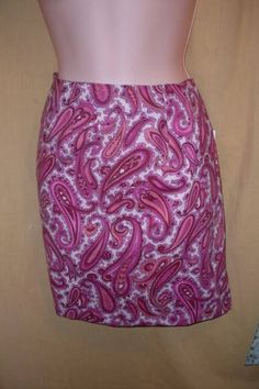 "Knee-length (17.5\") A-line momma skirt in a Pink Paisley print, lightweight cotton woven fabric featuring a flat waist with zipper opening. Woman's size small (approx. a size 6)." Multicolor Paisley Print Skirt For Summer, Casual Paisley Print Skirt, Bohemian Paisley Print Skirt, Purple Bohemian Mini Skirt, Spring Paisley Print Mini Skirt, Cloth Menstrual Pad, Pink Paisley, Wool Wash, New Wardrobe