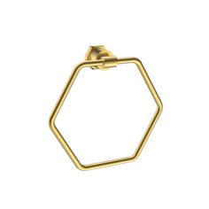 a gold metal hexagonal object on a white background