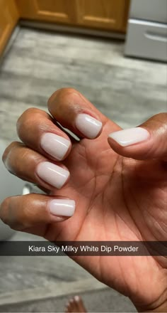 At home manicure 💅 Kiara Sky Milky White, Dip Nails White, White Shellac Nails, Nails Sns, Dip Nail Colors, Natural Nails Manicure, Sns Nails Colors, White Gel Nails, Kiara Sky