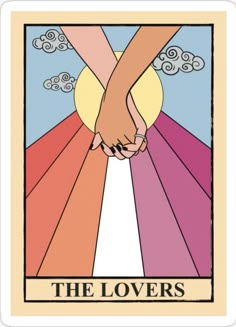 the lovers tarot card with two hands holding each other