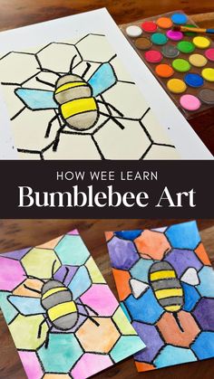 an easy art project for kids to learn how to draw and paint bumblebees