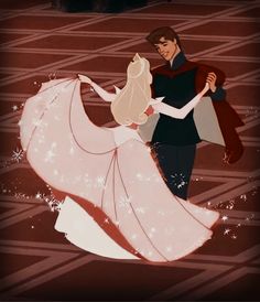 the prince and princess are dancing together