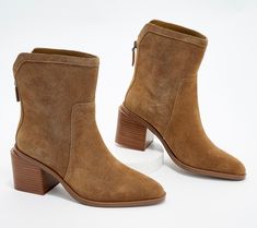 Now that boot season is finally here, it's time to step up your style game in a pair of suede stunners that are bound to become your new fave pair. Why? We can think of a few reasons:  A mid-shaft height is versatile enough to wear with the latest denim, leggings, skirts, and dresses. An understated back zipper provides easy entry and undeniable style. A stacked heel is totally walkable (and right on trend). Water-repellant suede(!!) is fashioned in rich hues that fit right in with your winter c Winter Suede Boots With Stacked Heel, Fall Suede Moto Boots With Reinforced Heel, Suede Boots With Stacked Heel For Fall, Suede Ankle Moto Boots For Fall, Suede Ankle Boot Moto Boots For Fall, Fall Suede Heeled Boots With Reinforced Heel, Fall Suede Boots With Suede Lining, Fall Suede Moto Boots Medium Width, Suede Boots With Suede Lining For Fall