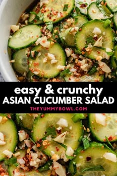 If you're looking for a crunchy Asian cucumber salad as the perfect side dish for your Asian cooking, look no further than this easy cucumber salad! This easy Asian cucumber salad recipe is made with thin slices of juicy fresh cucumbers combined with sesame soy dressing and topped with your favorite garnish - toasted sesame seeds, fresh ginger, or chopped green onions. Cucumber Sesame Salad, Cucumber Pepper Ginger Salad, Catalina Taco Salad, Cuke Salad, Salad Korean, Landscapes Front Yard