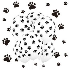 dog paw balloons with black and white background