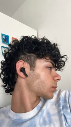 Men Curly Mullet Haircut, Curly Hair Flow Men, Curly Hair Mullets, Burst Fade Mullet Curly Hair, Short Curly Mullet Mens, Mens Curly Hairstyles Medium, Curly Hair Men Mullet, Short Mullet Curly Hair, Mulet Hair Men