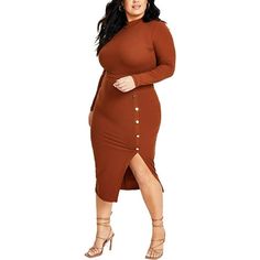 Manufacturer: Nina Parker Style Type: Midi Dress Collection: Nina Parker Sleeve Length: Long Sleeves Material: 64% Polyester/28% Rayon/8% Spandex Fabric Type: Polyester Specialty: Ribbed Sku: BH5967762 Size: 3X.  Color: Brown.  Gender: female.  Age Group: adult. Ribbed Bodycon Midi Dress, Bodycon Midi Dress, Bodycon Midi, Midi Dress Bodycon, Spandex Fabric, Dress Collection, Plus Size Dresses, Gender Female, Age Group