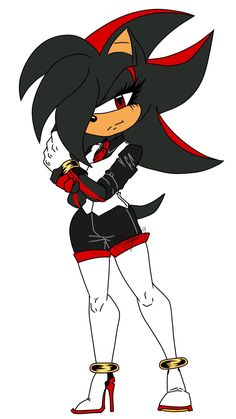 an image of a cartoon character wearing high heels and a dress with red trims