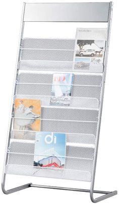 PRICES MAY VARY. Title: GENMO Floor-Standing Magazine Rack, Carbon Iron Steel, Silver, 4 Large Shelves, Convenient Installation, Suitable for Reception Areas. Product Type: Categories > Home Décor Products > Home Décor Accents > Magazine Holders Furniture Magazine, Magazine Display, Magazine Stand, Large Shelves, Iron Steel, Magazine Holders, Book Storage, Reception Areas, Commercial Furniture