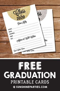 free graduation party printable cards with gold foil on them and the text, free graduation