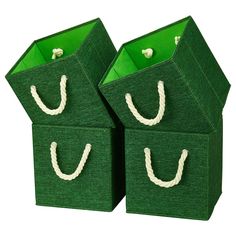 two green boxes with white handles are shown