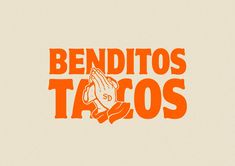 the logo for benditos tacos is shown in orange on a white background