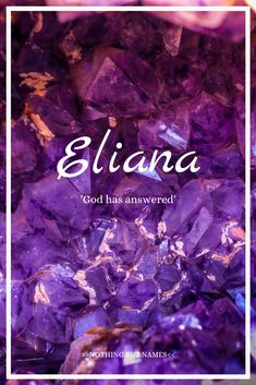 purple crystals with the words,'elana god has answered '