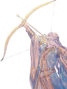 a drawing of a woman dressed in medieval clothing holding a bow and arrow with both hands