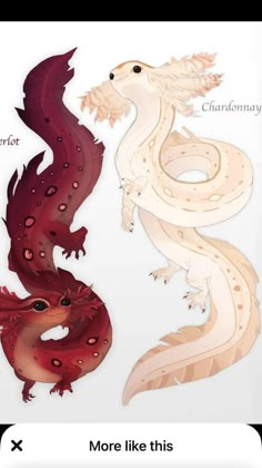 two red and one white dragon are next to each other