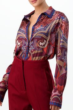 Description Button-down satin blouse Detail 100% POLYESTER IMPORTED Size & Fit Model is 5'7" and wearing size Small Satin Button Down Shirt Outfit, Satin Top Outfit, Satin Button Down Shirt, Dnd Oc, Pattern Outfits, Marc Jacobs Dress, Oc Stuff, Work Fits, Fancy Tops