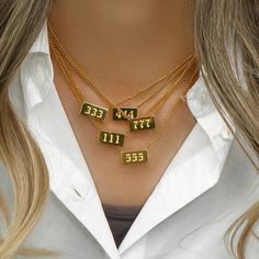 Angel Numbers Necklace from Glazd Jewels 777 Jewelry, Gold Bar Necklace Engraved, Gold Engraved Necklace, 111 222 333 444 555, Angel Number Necklace, Lingot D'or, Gold Bar Pendant, Number Necklace, Pendent Necklace