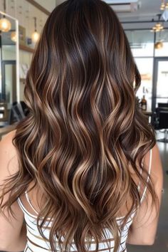 Discover the hottest dark caramel balayage styles of 2024 that will give you a fresh, trendy look. Perfect for those craving a chic transformation! #DarkCaramelBalayage#CaramelHighlights#BalayageGoals#HairInspo2024#HairTransformation#BalayageLovers#BrunetteBalayage#SunkissedHair#BalayageTrends#HairColorInspo Dark Base With Caramel Highlights, Mocha Hair Color With Highlights Caramel, Mocha Brown Hair With Blonde Highlights, Carmel Highlights Dark Hair, Caramel Hair Highlights Brunettes, Bright Caramel Highlights, Carmel Hilights On Dark Hair, Warm Hair Highlights, Dark Brown Hair With Light Brown Streaks