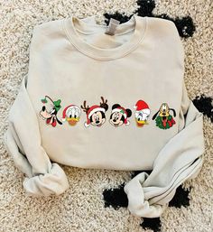 Disney Friends Christmas Sweatshirt, Mickey Christmas Sweater Disneyland Vintage, Disneyland Christmas, Disney Christmas Shirts, Coffee Christmas, Minnie Christmas, Friends Sweatshirt, Merry Christmas Vintage, Santa Shirt, Mickey Christmas