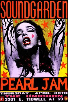 a poster for the sound garden featuring pearl jam