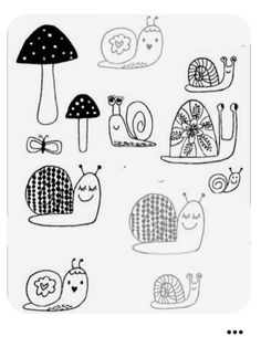 some very cute doodles with different things on the page and one is black and white