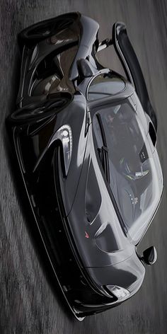 an aerial view of a futuristic sports car