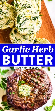 garlic herb butter on top of a steak