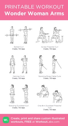 the printable workout guide for women with instructions on how to do it and how to use