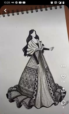 a drawing of a woman in a long dress