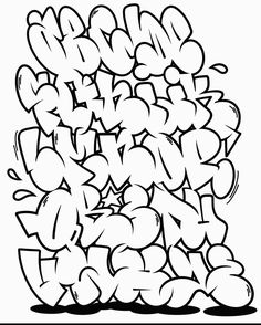 a black and white drawing of some graffiti