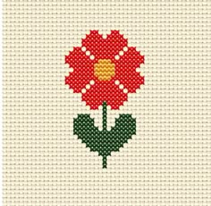 Red Daisy, Cross Stitch Pattern Are you ready to add a pop of floral fun to your walls? Look no further than our Counted Cross Stitch Red Daisy Pattern... Perfect for beginners and seasoned stitchers alike, this charming design is sure to add a pop of color to any space. Aida: 14 count ( 5,5 per cm) Pattern Size: 19 x 33 stitches Finished Size: 1.3 x 2.3 inches ( 3 x 6 cm ) Fabric Color: Antique White (101) Note: This listing is for a digital cross-stitch pattern only. Physical materials are not Small Cross Stitch Patterns Free Flowers, Small Flower Cross Stitch Pattern Free, Cross Stitch Flowers Simple, Simple Flower Cross Stitch, Daisy Cross Stitch Pattern, Daisy Cross Stitch, Small Flower Embroidery, Embroidery Nursery, Flower Cross Stitch