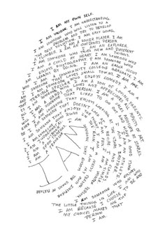 a handwritten poem is shown in the shape of a fingerprint with words written on it