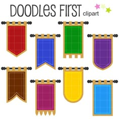 the doodles first clipart banner with different colors