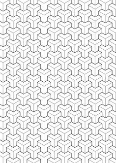 a black and white geometric pattern that looks like hexagonal shapes, with no lines on